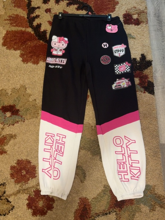 Hello Kitty Pants - Hello Kitty Black, Pink & White Girls' Jogger Sweatpants